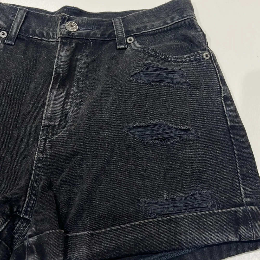 American Eagle Distressed Black Denim Shorts